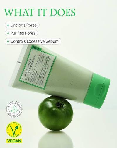 Fully green tomato clay pack cleanser 120gm Buy And Get Imagic Face Makeup Sponge Puff product image