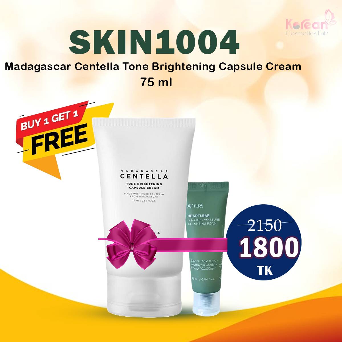 Skin1004 Tone Brightening Capsule Cream 75ml Buy And Get Anua Heartleaf Succinic Moisture Cleansing Foam Mini 25 ml