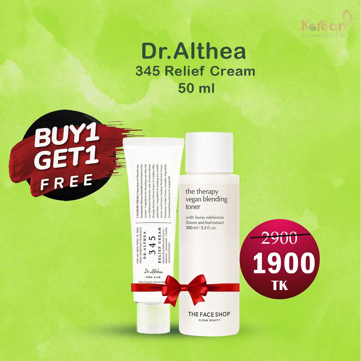 Dr.Althea 345 Relief Cream 50ml & The Face Shop – The Therapy Vegan Blending Toner 100ml - DR.ALTHEA product in Bangladesh